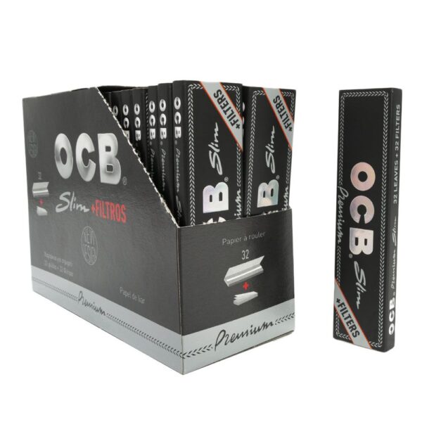 OCB Black Paper With Tips Slim Premium King size